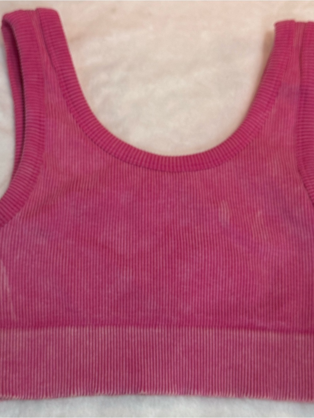 Pink Lily Ribbed Crop Tank in Hot Pink